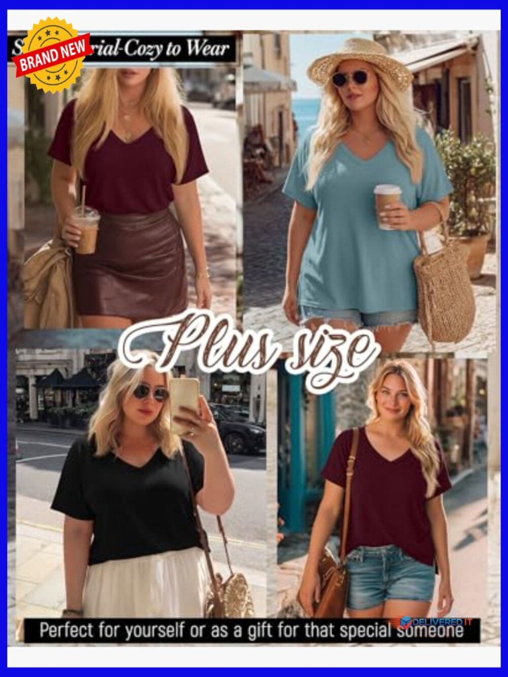 3 Pack Plus Size V Neck Tunic Tops Short Sleeve High Low Hem Summer Tees Blouses - Picture 2 of 7